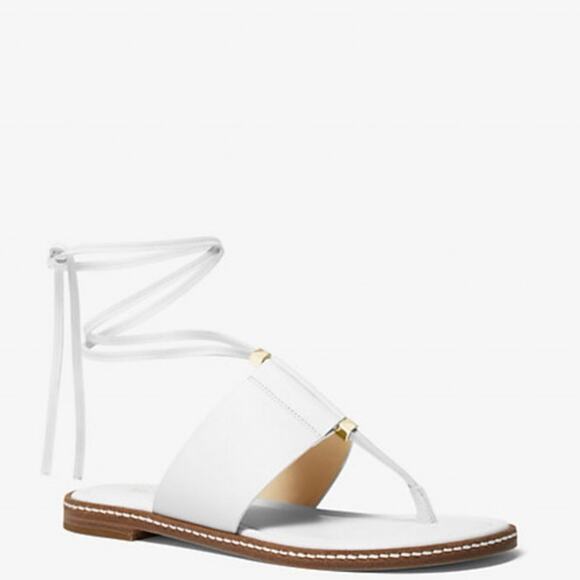Michael Michael Kors White Marlon Leather Lace-Up Sandal - Picture 1 of 12
